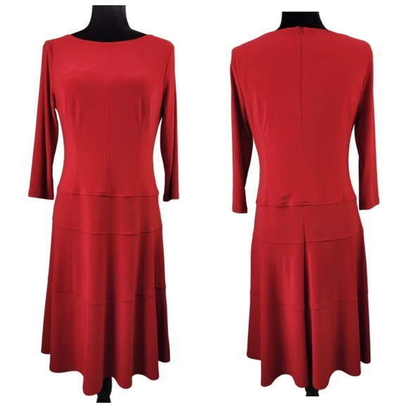 Anne Klein Red fit and flare liquid jersey material dress size 6 - Picture 1 of 13